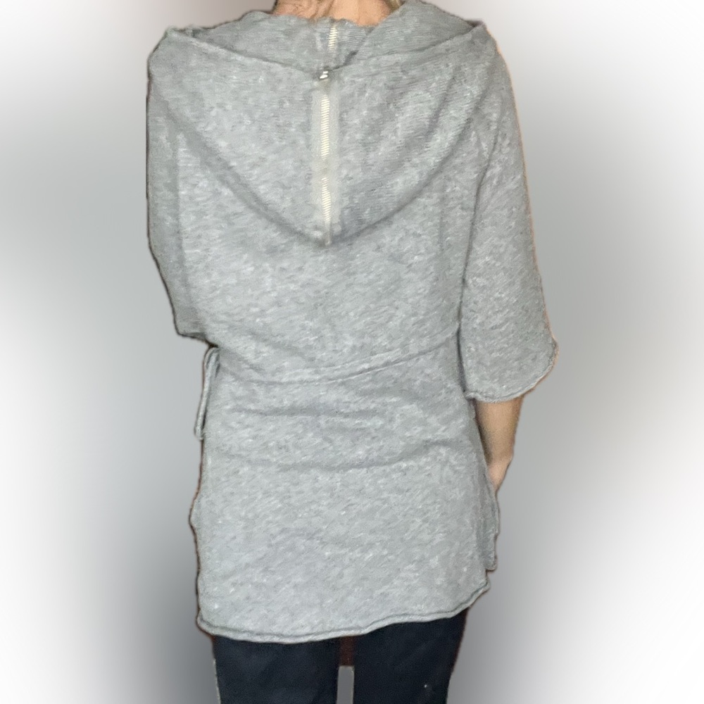 Sparrow for Anthropologie grey hoodie cardigan 3/4 sleeve adjustable Small - Picture 4 of 8